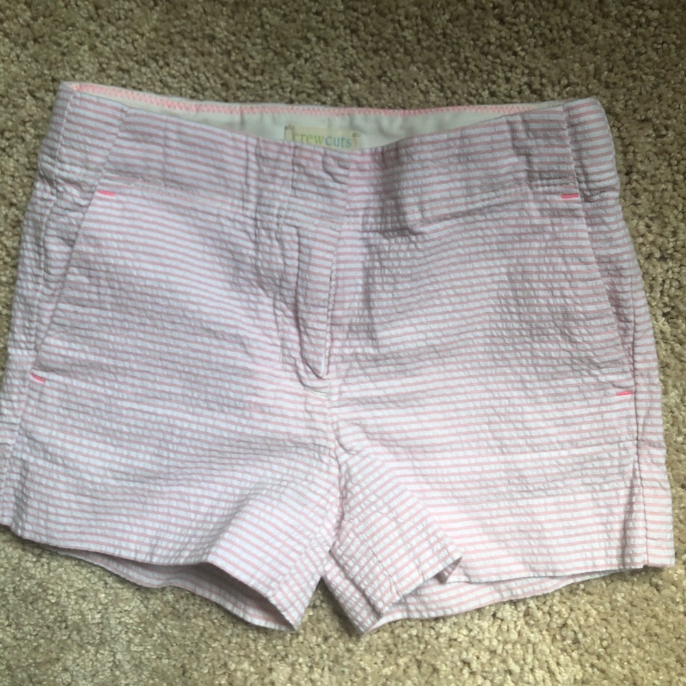 Girls pink searsucker shorts jcrew